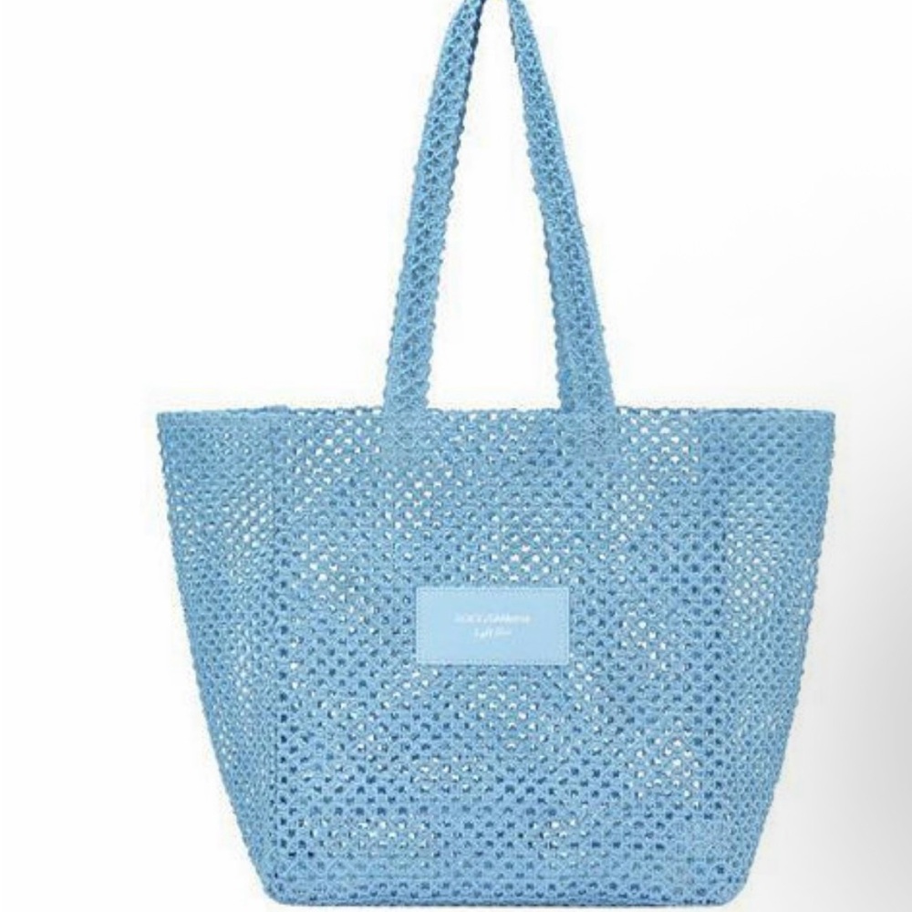 Blue Woven Tote Bag